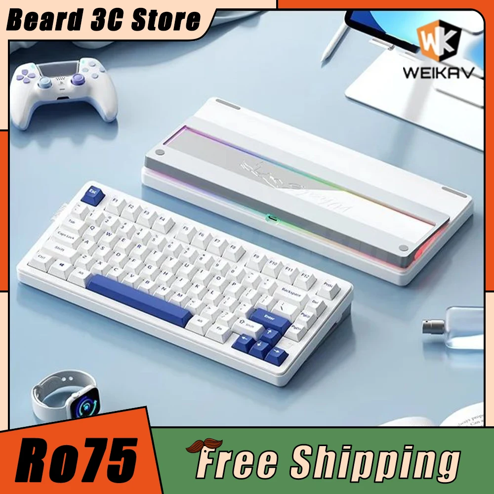 

Механическая клавиатура Weikav Ro75, проводная, RGB, алюминиевый сплав, Qmk/конструкция быстрого демонтажа через интерфейс, пользовательский стиль, для геймеров