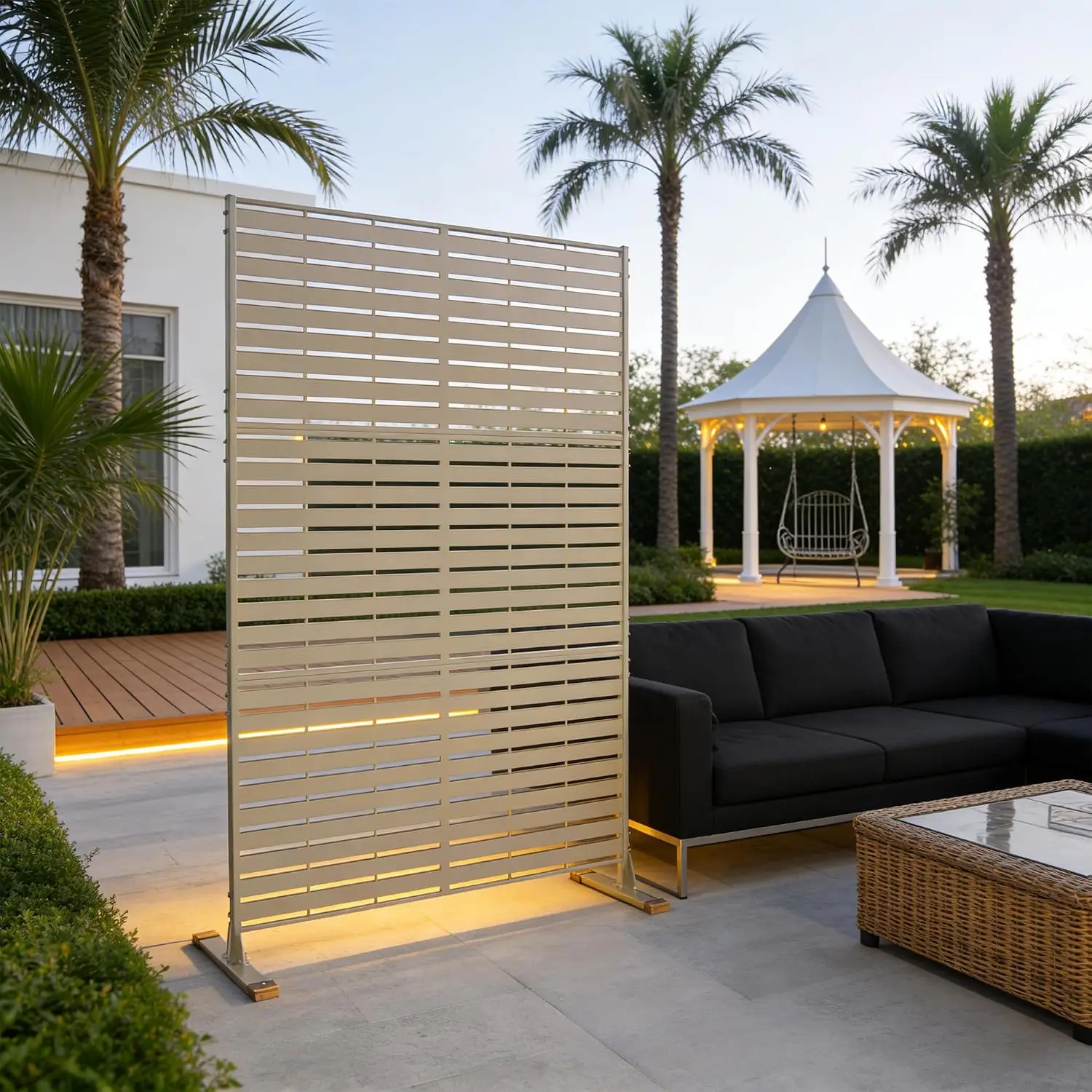 Metal Privacy Screen 74" H x 47.2" W Decorative Outdoor Divider, Customized