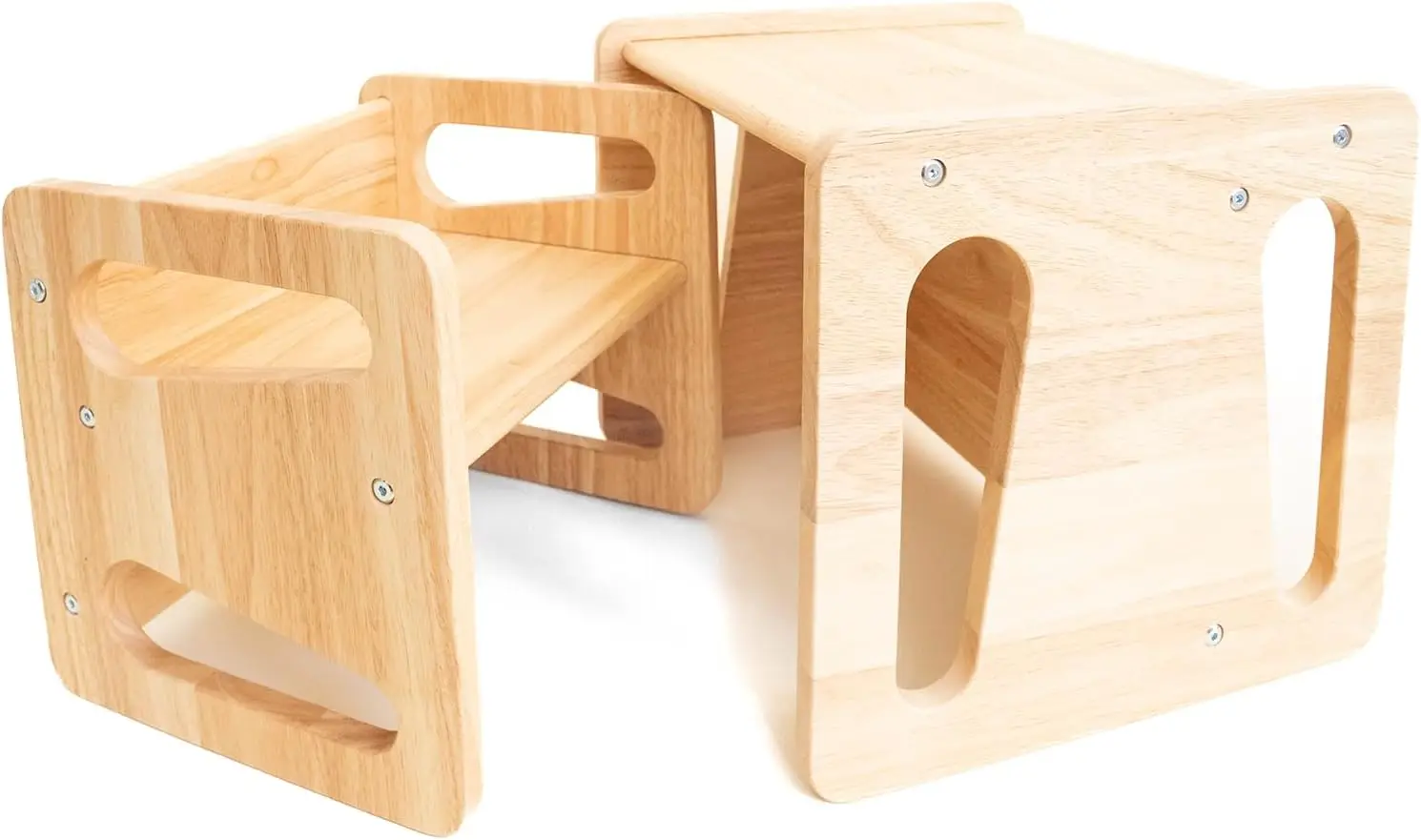 Weaning Table and Chair Set  Solid Wooded Toddler Table  Cube Chairs for Toddlers  Real Hardwood  Kids Montessori Furniture