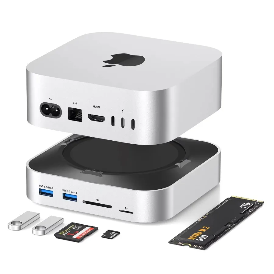 

USB C Hub Docking Station For Mac Mini M4 Splitter M2 SSD Enclosure Hard Drive Case SD/TF4.0 Port Expansion Stand MiniLink Typec
