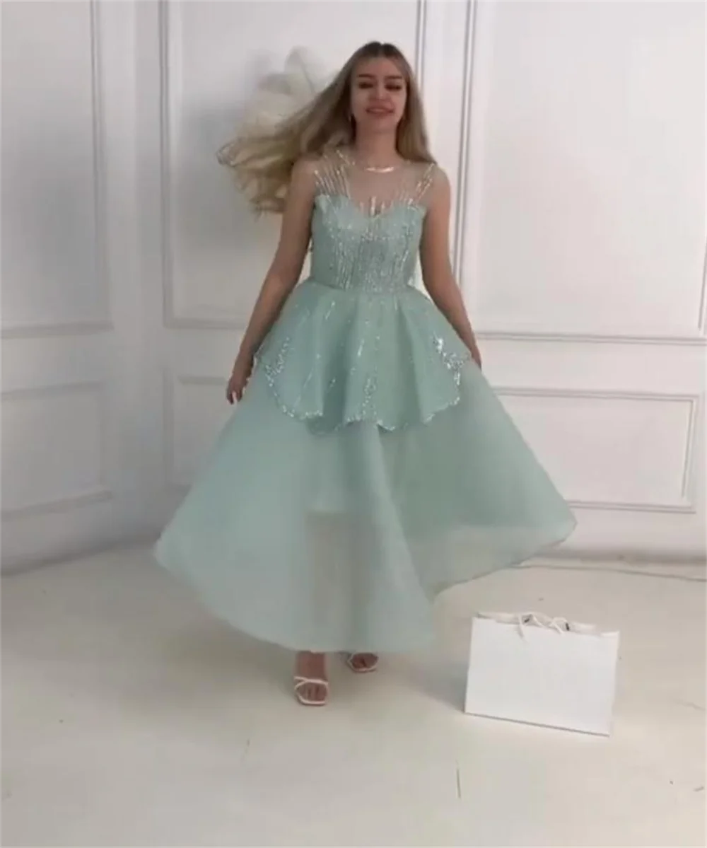 Jiayigong-Robe trapèze en tulle perlé pour femme, haute qualité, bijou sexy, occasion formelle, robe éducative