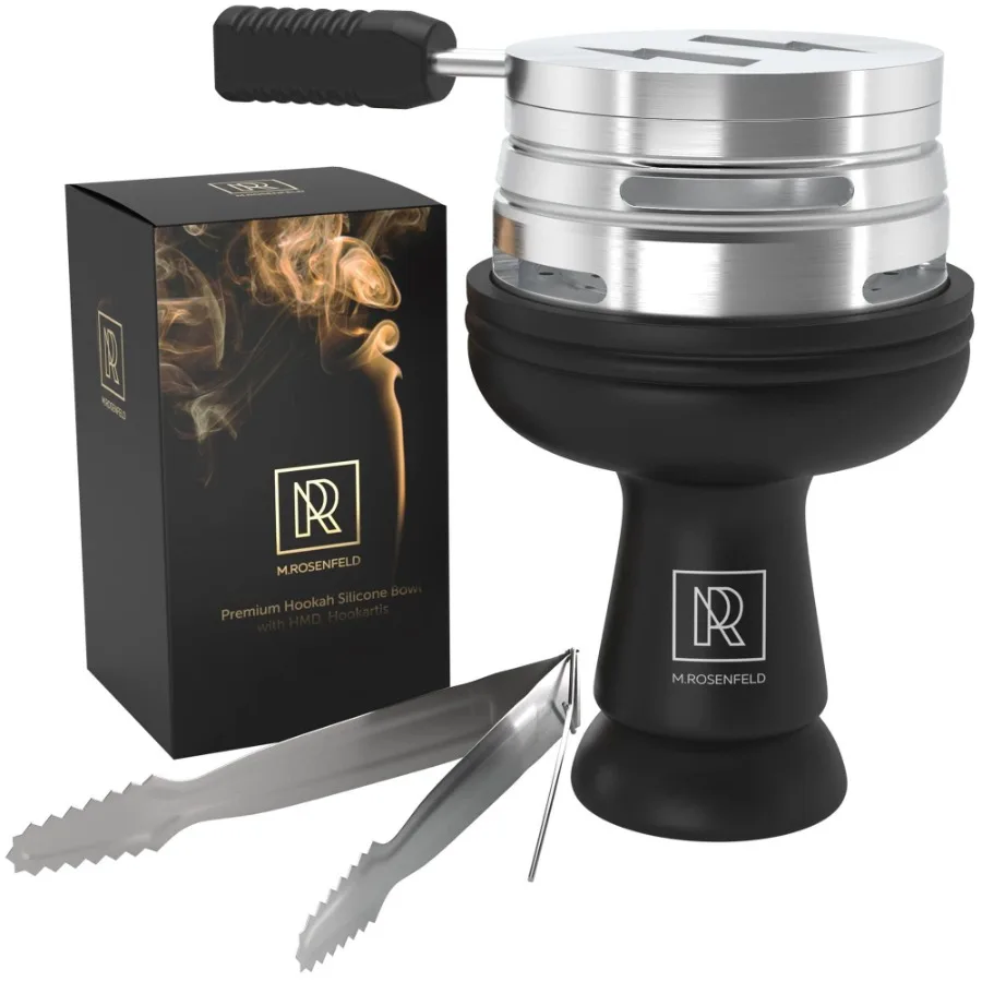 

Black Hookah Bowl Set Silicone Premium Shisha Bowl Phunnel for Smoking with Hookah Tongs Heat Management Charcoal Holder