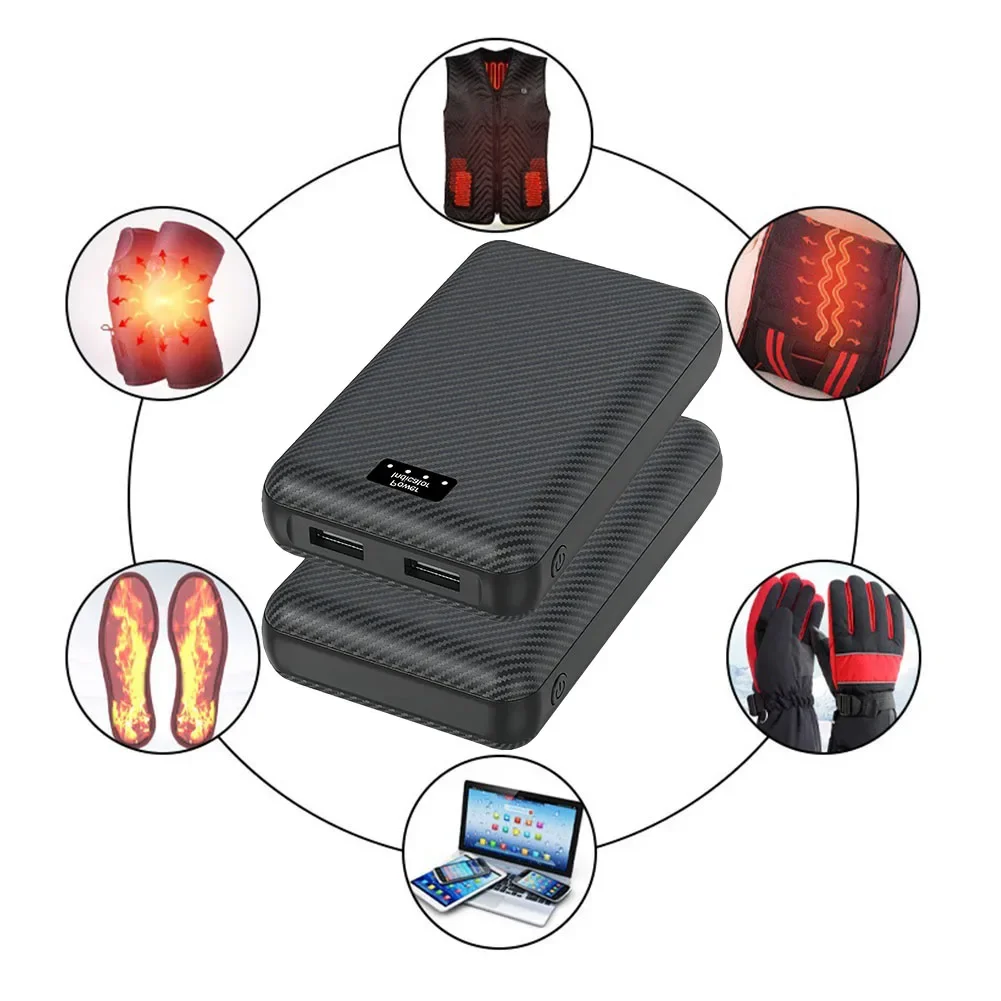 30000mAh Heating Vest Battery 5V 3A Power Bank Portable Charger External Battery Pack for Heating Vest Jacket Scarf Gloves