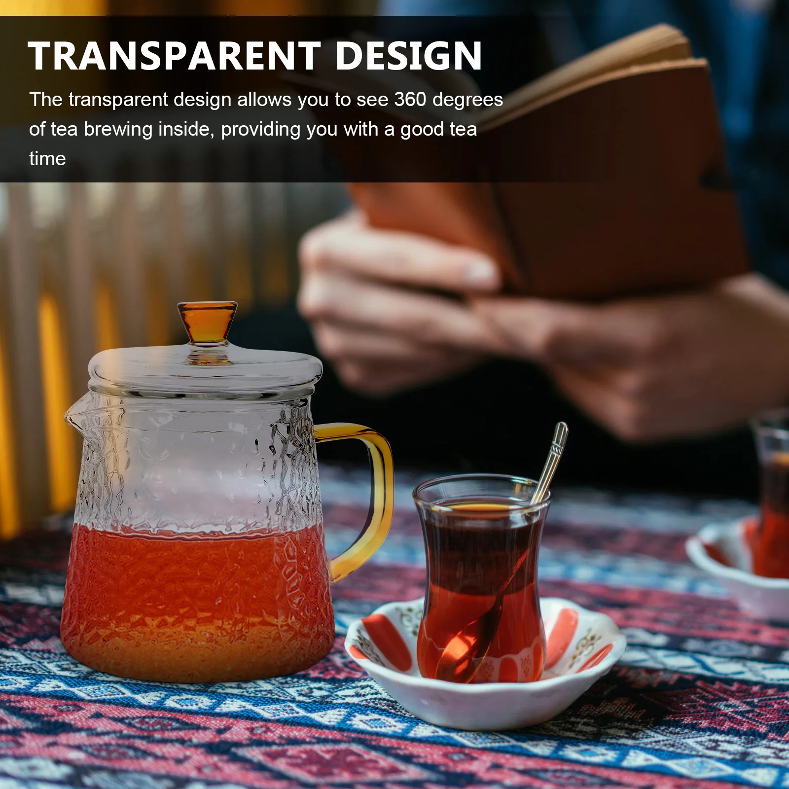 

Portable Glass Teapot Transparent High Borosilicate Tea Pot Handheld Office Loose Leaf Tea Kettle Clear Glass Infuser