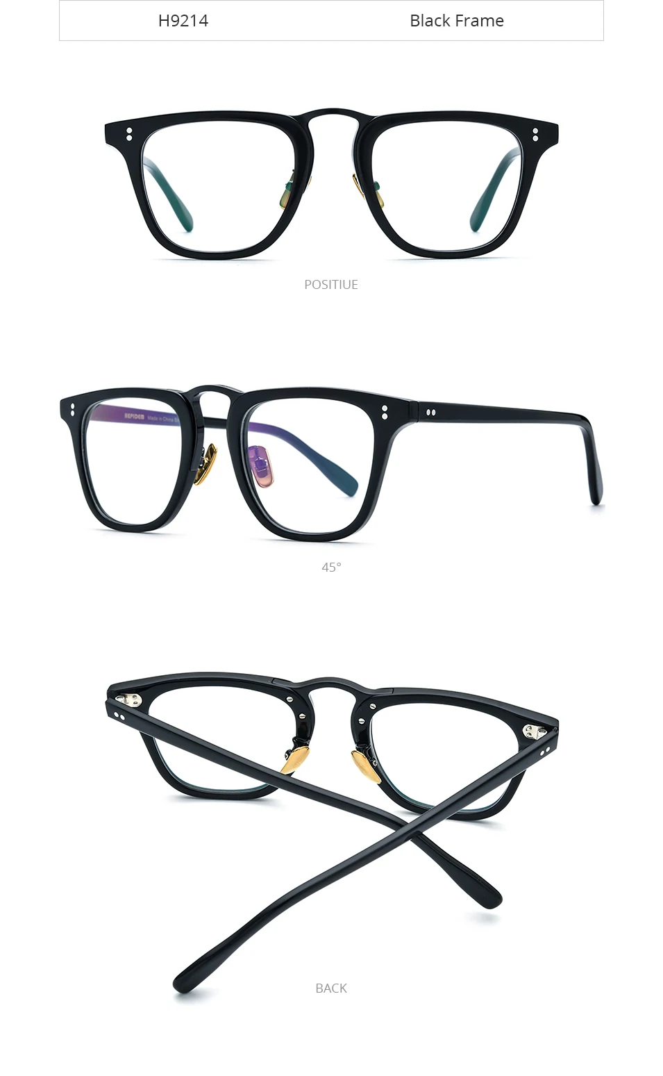 HEPIDEM Acetat Brille Rahmen Männer Marke Designer Retro quadratische Nerd Brillen japanische handgemachte Brille Vintage Brillen 9214 – Detail 10