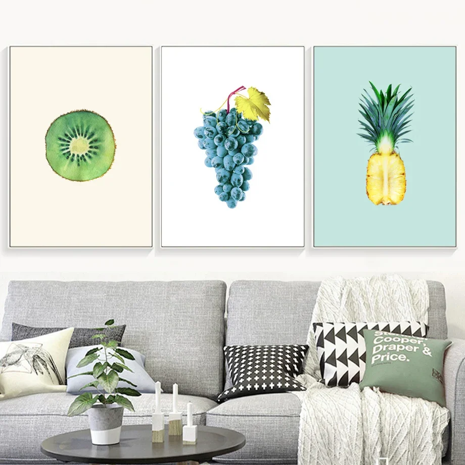1pc frameless Canvas Painting Kiwi Grapes Pineapple Wall Art Canvas Painting Posters And Prints Nordic Poster Wall Pictures For
