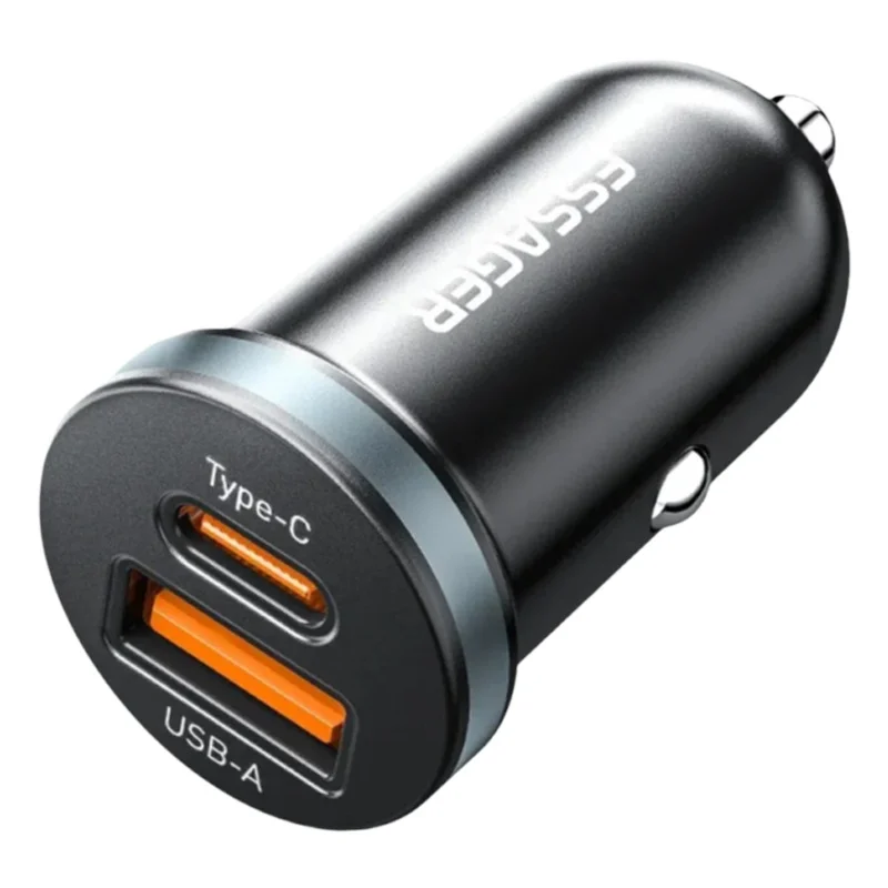 Essager Tipo C Carregador de Carro USB, Carregamento Rápido, 30W, 5A, QC 4.0, PD 3.0, iPhone 12, 13, Huawei, Samsung, Xiaomi, Carga Rápida 4.0