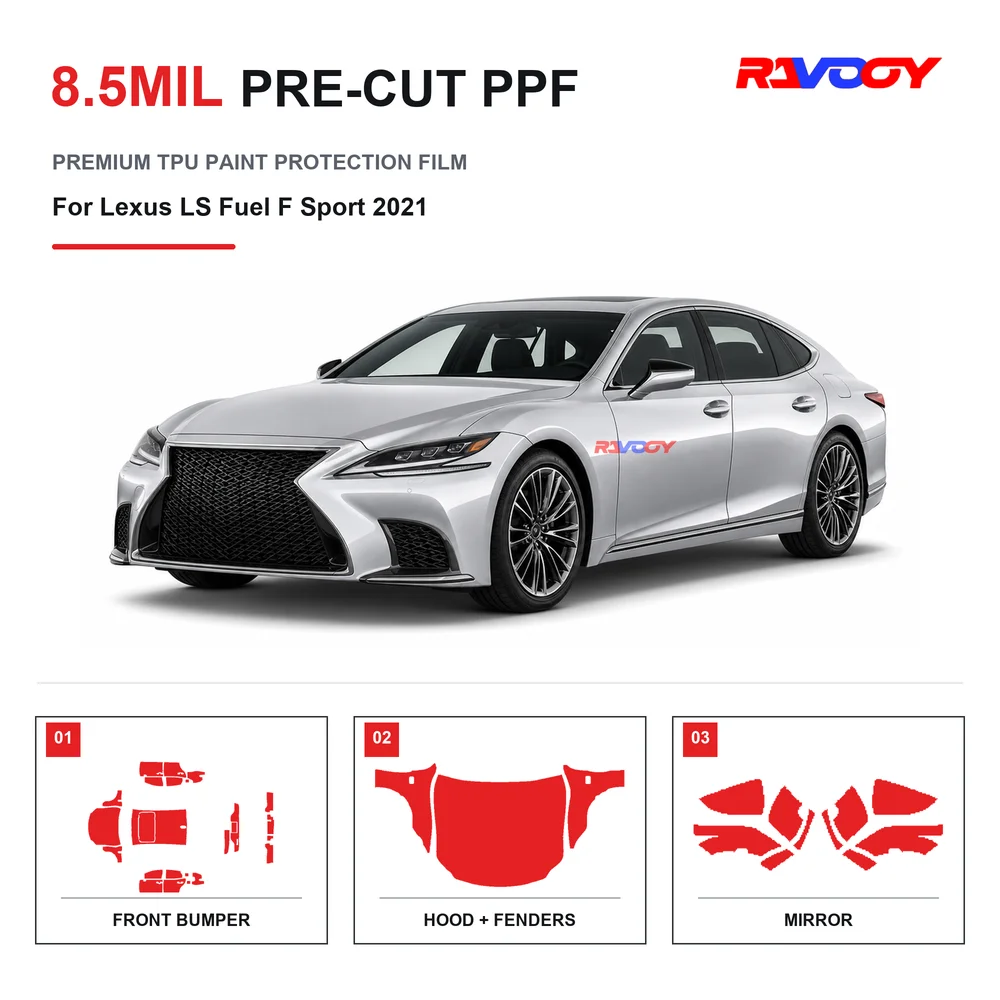 Precut PPF For Lexus LS Fuel F Sport 2021 8.5mil TPU Clear Paint Protection Film Self Healing Hydrophobic UV Stone Chip Guard