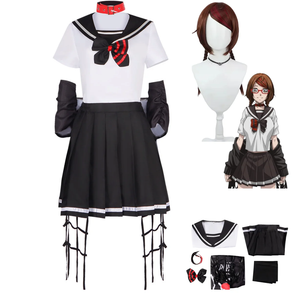 

Anime Dead Mount Death Play, DMDP Sakimiya Misaki Cosplay Costume Wig Japanese JK School Uniforms Woman Kawaii Carnival Suit