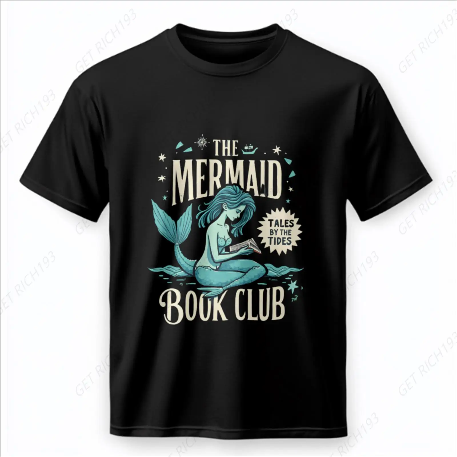 

Мужская футболка с принтом Mermaid Book Club с круглым вырезом, 140 г, с короткими рукавами и принтом на груди, уютная и мягкая