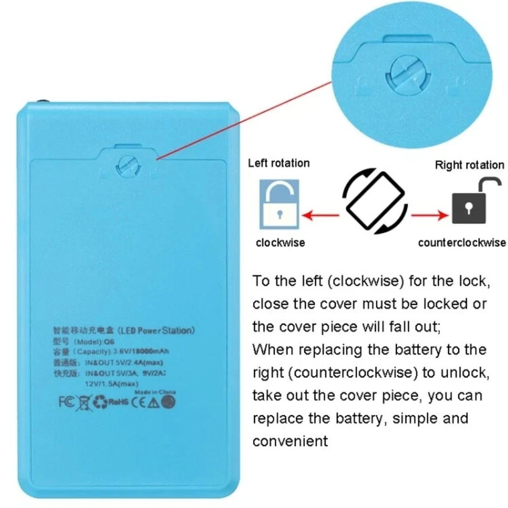 6*18650 Batterie Powerbank Case 22.5W Uscita Protocolli di Ricarica Multipli Rimovibile Power Set Battery Holder Battery Planner view 3