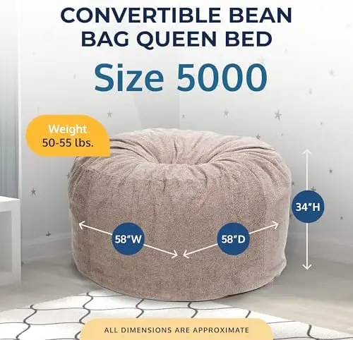 5ft Oversize Bean Bag Chair for Adults, Comfy Lounge Sofa Couch