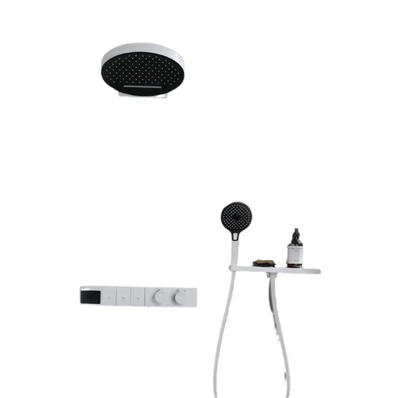 

Embedded concealed shower, full set of white button environment 360 wall rain shower thermostatic shower, shower set