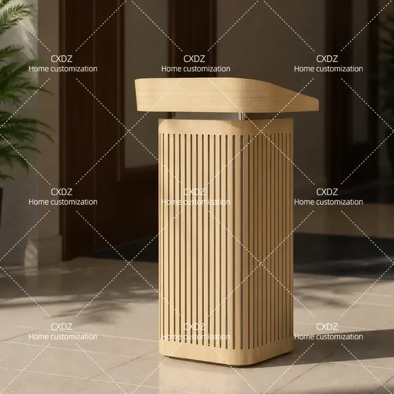 Original wood grain color Welcome desk Simple modern restaurant Stainless steel reception desk Company front desk Meeting
