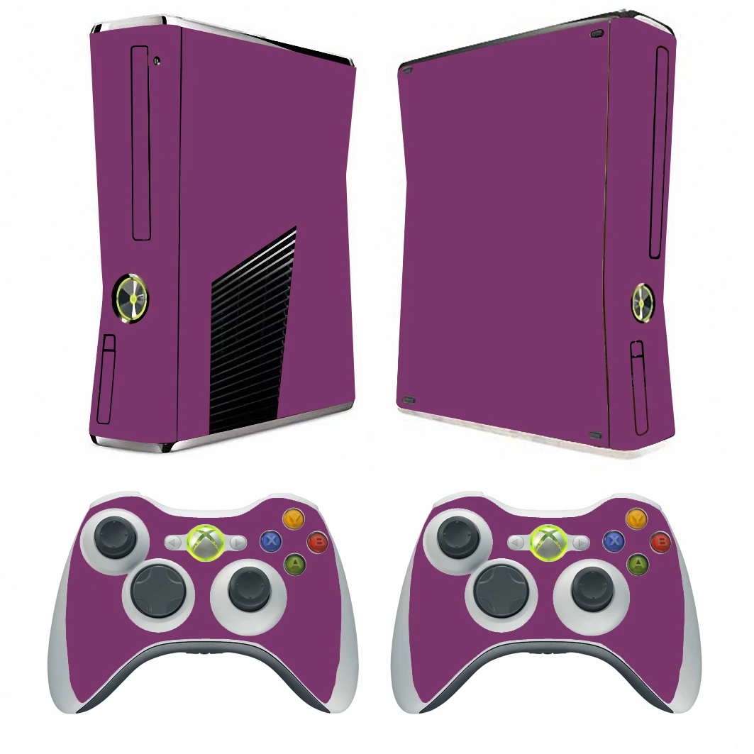 10 ملصق من الفينيل بألوان صلبة نقية ونظيفة لهاتف Microsoft Xbox 360 Slim و2 ملصقات جلود وحدة التحكم