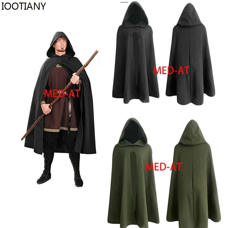 

Men's Hooded Cloak Adult Medieval Hunter Archer Knight Cloak Wizard Celtic Warrior Coat Cosplay Costume Stage Drama Costume 2025