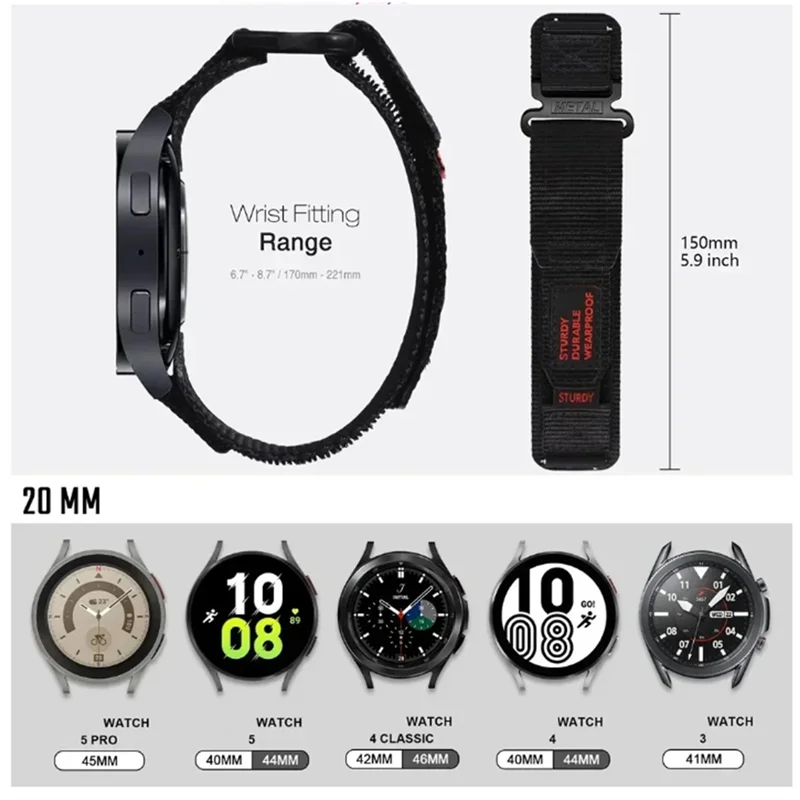 

AA60-нейлоновый ремешок для Galaxy Watch 7, 6, 5, 4, 40/44 мм, классический ремешок 43 47 мм для Huawei Watch GT5 4Pro, ремешок 22 мм