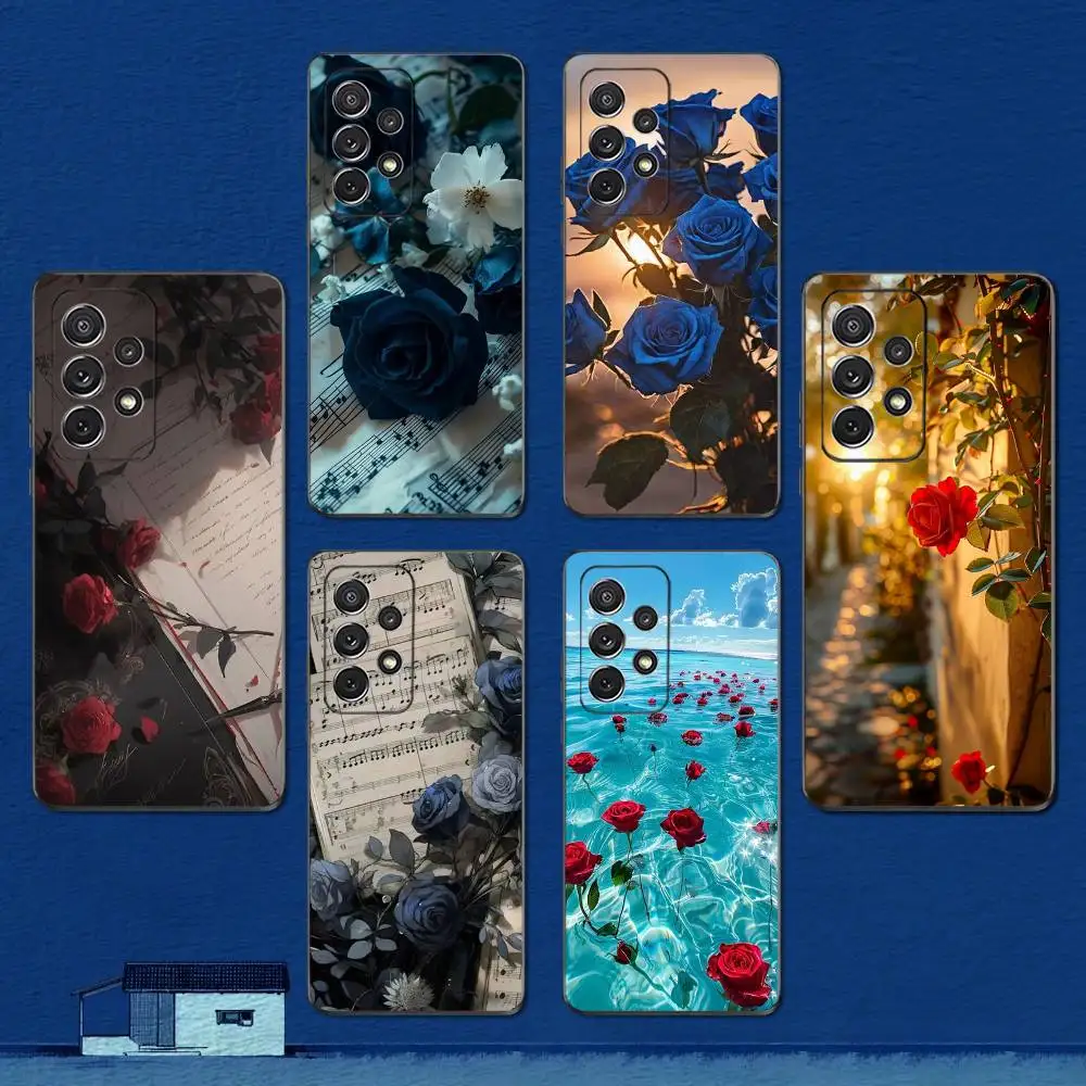 

The Art OF Love Rose Phone Case For Samsung S22,S21,S20,S10,S9,S25,S24,S23,Ultra,FE,Plus,Lite,Soft Silicone Black Cover