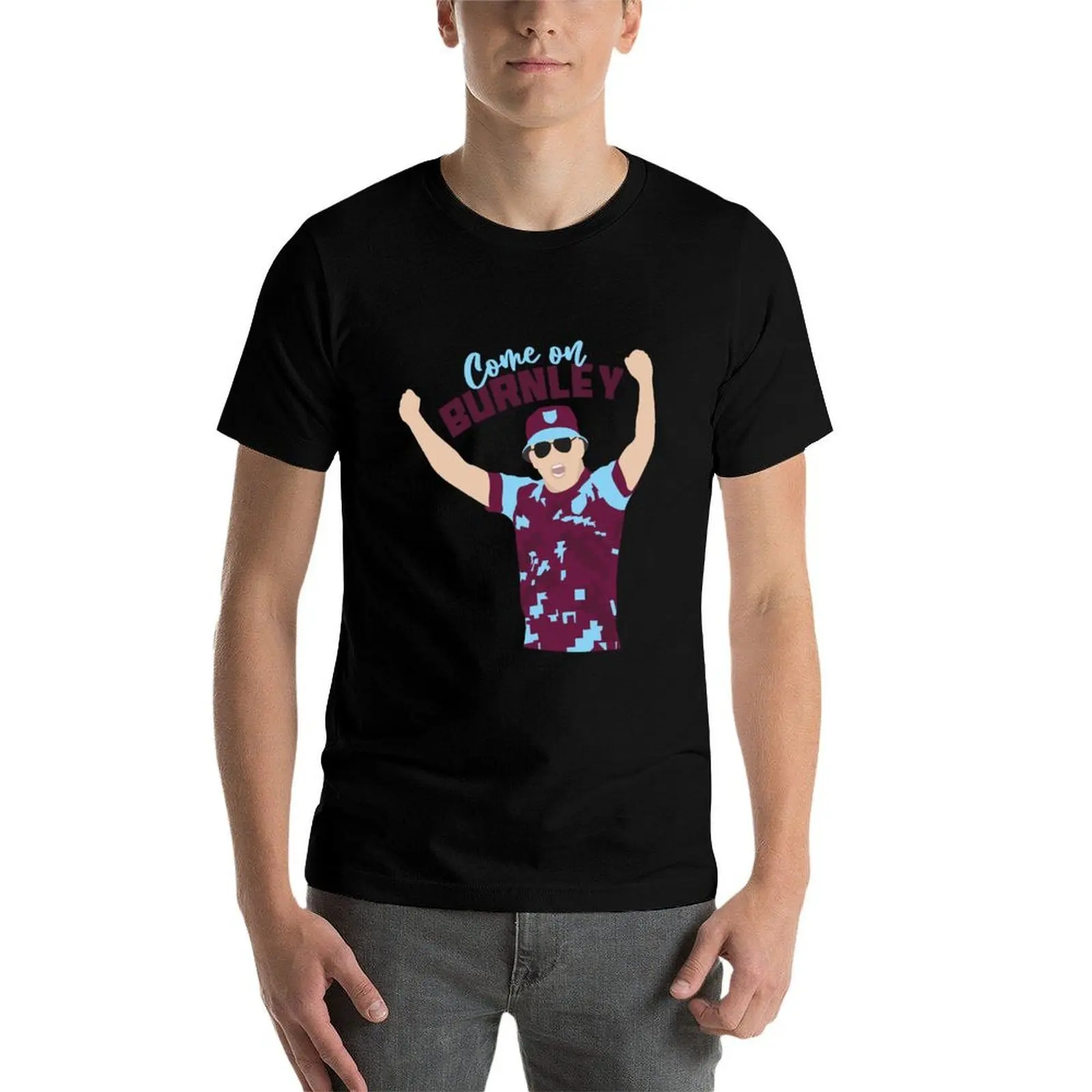 Come On Burnley T-Shirt, Summer Casual Cotton Tee, Oversized Streetwear Tops, Vintage Graphic Print, Loose Fit Short Sleeve view 4