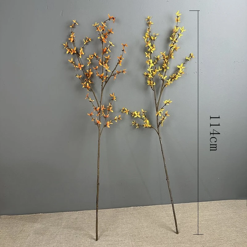 2/3 Stück Künstliche Blumen 114cm Winterjasmin Seidenblumen Simulationsblumen Gelbe Winterjasminen Einkaufszentrum Dekoration – Detail 1