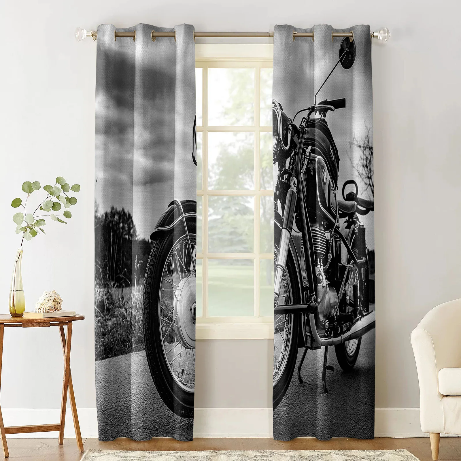 Motorcycle On The Road Bedroom Modern Window Curtain for Living Room Decoration Curtains Home Textile Drapes