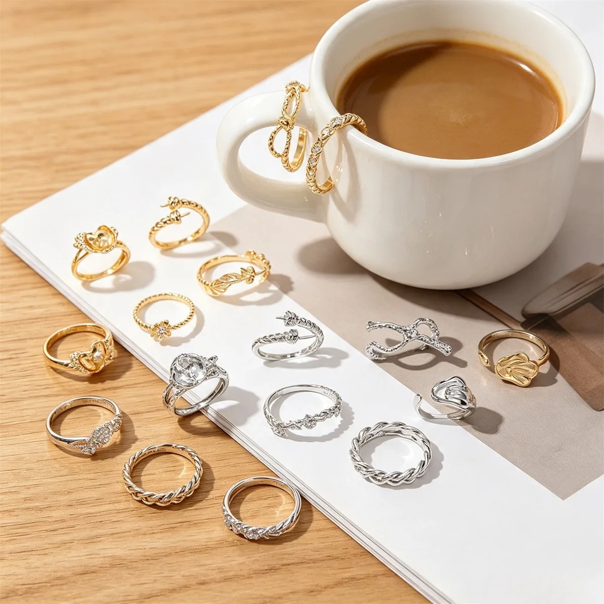 Brass Gold Plated Special Shaped Open Ring Blank Half Hole Bezel DIY Pearl Inlay Luxury Jewelry Findings