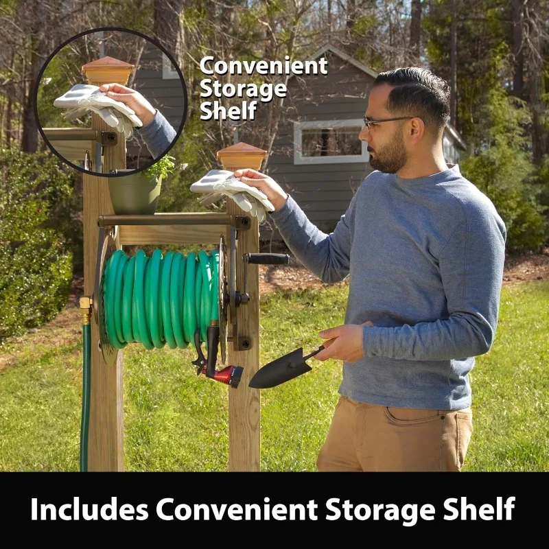 704 Decorative Cast Aluminum Wall Mount Garden Hose Reel, Holds 125-Feet of 5/8-Inch Hose - Bronze image 5