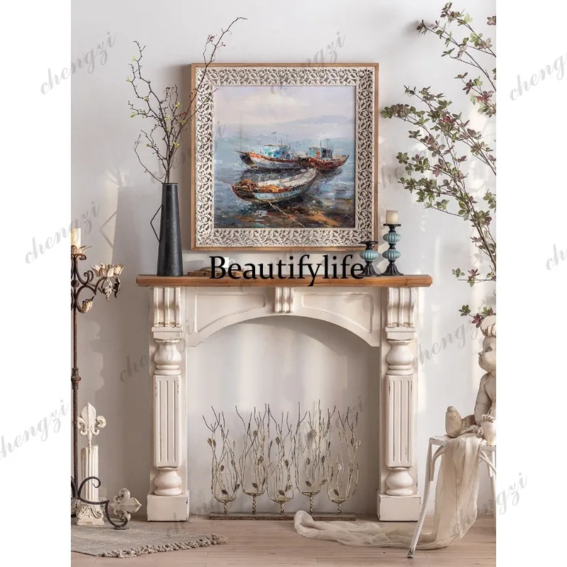 French style, fireplace decoration cabinet cream simple American vintage mantel porch mantel