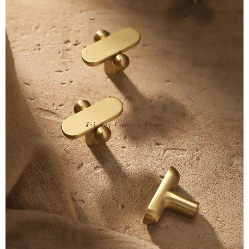 TInyhob Furniture Solid Brass Single Hole Gold Door Knob Cabinet Drawer Handle Modern Home Decor Hardware