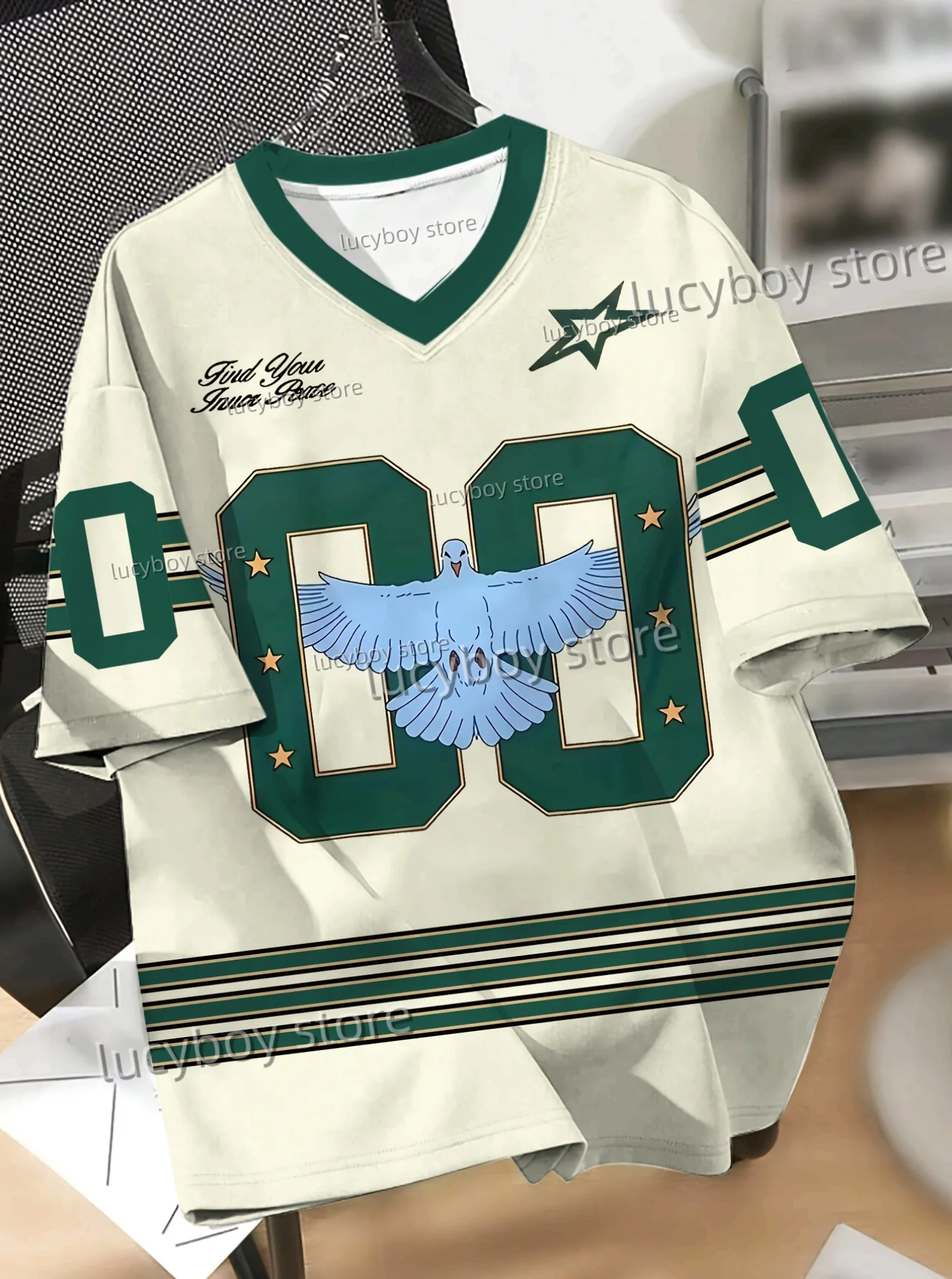 

New Summer Mens Short Sleeve T Shirt Manmens Retro 3d Print V Neck T Shirt Casua Football Tee Vintage Casual Tops Men Clothes