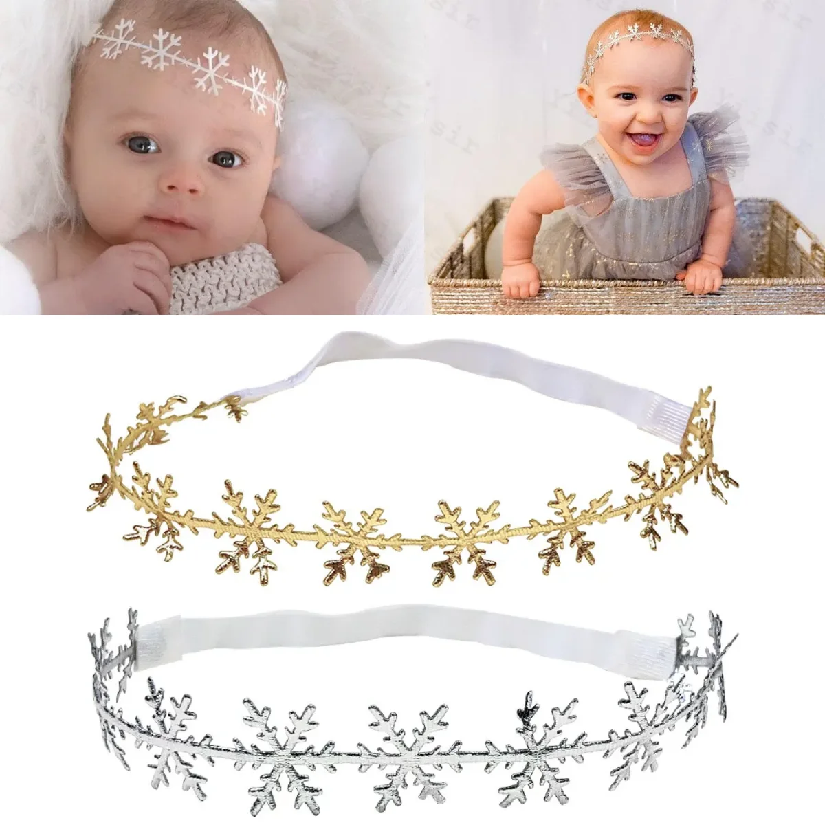 Baby Headband Christmas Snowflake Toddler Newborn Infant Photograhy Headwear Girls Elastic Bandage Headband Kid Hair Accessories