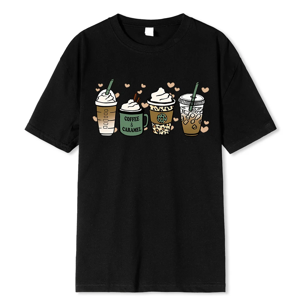 Summer Essential Coffee Drink T Shirts Mens Fashion Personality Tshirt Summer Simplicity Clothes Hip Hop O-Neck Cotton T Shirt