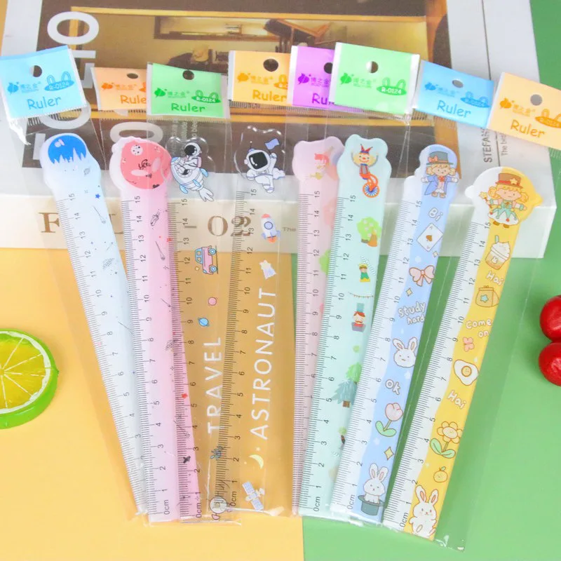 

24 Pcs Transparent Straight Rulers Acrylic Scale Drawing Cartoon Office Stationery Special-shaped School Supplies Wholesale