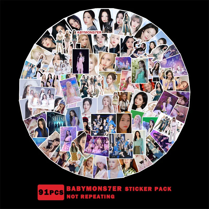 91Pcs/set KPOP BABMONSTER Stickers BABYMONS7ER Album RAMI Decoration DIY Photo Painting HARAM RORA PHARITA Girl Gift