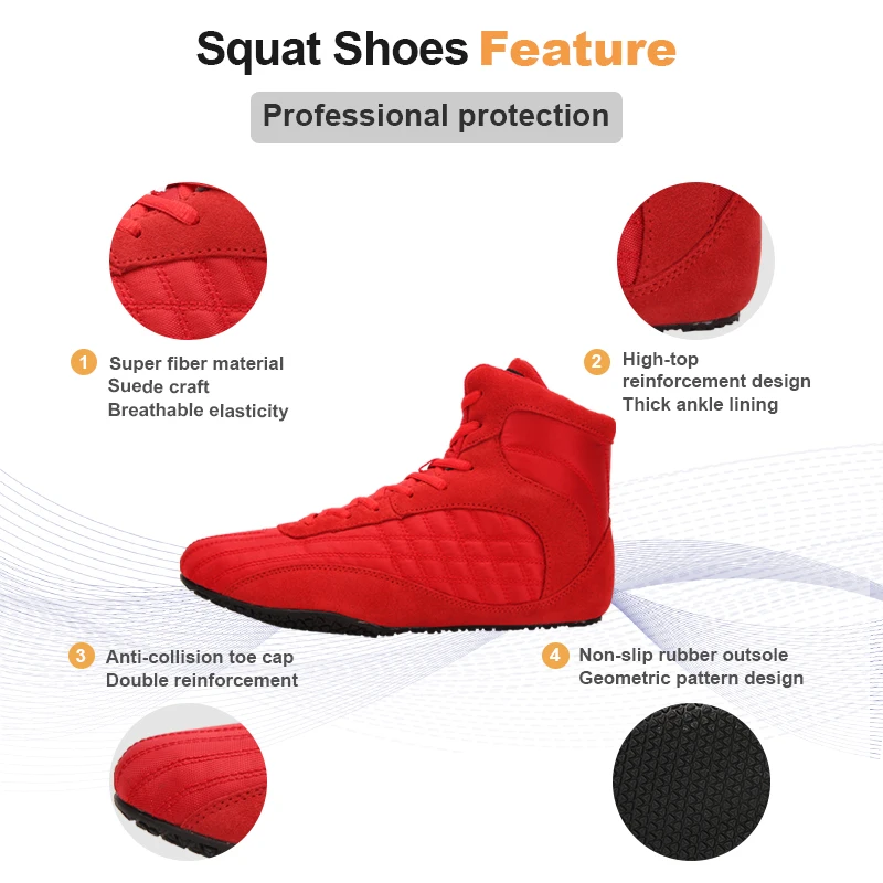 Professional Weightlifting Shoes for Man and Women Squat Training Leather Anti Slip Resistant Weight lifting Shoes Size 45