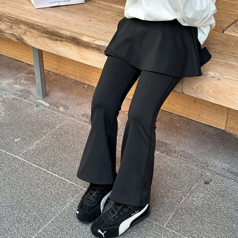 Girls Pants 2026 Autumn And Winter New Childrens Clothes Girls Baby Fashion Nylon Cotton Horn Skirt Pants Casual Simple
