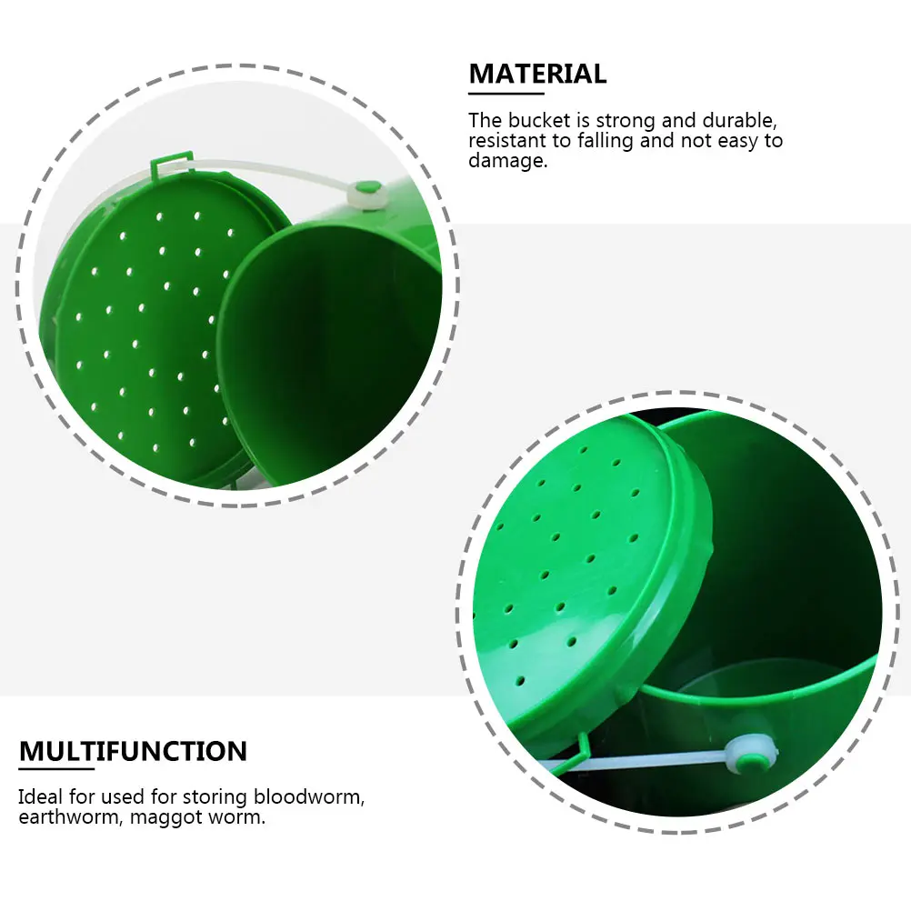 

2 Pcs Fishing Bait Barrel Maggot Worm Container Live Storage Bucket Small and Large Buckets Plastic