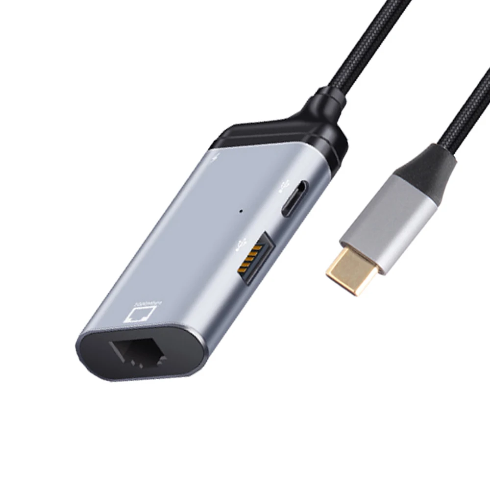 

A66I 3 в 1 Type-C к Gigabit Ethernet Rj45 Lan PD Адаптер для зарядки порта данных USB C для ТВ, ПК, MacBook, Samsung S20