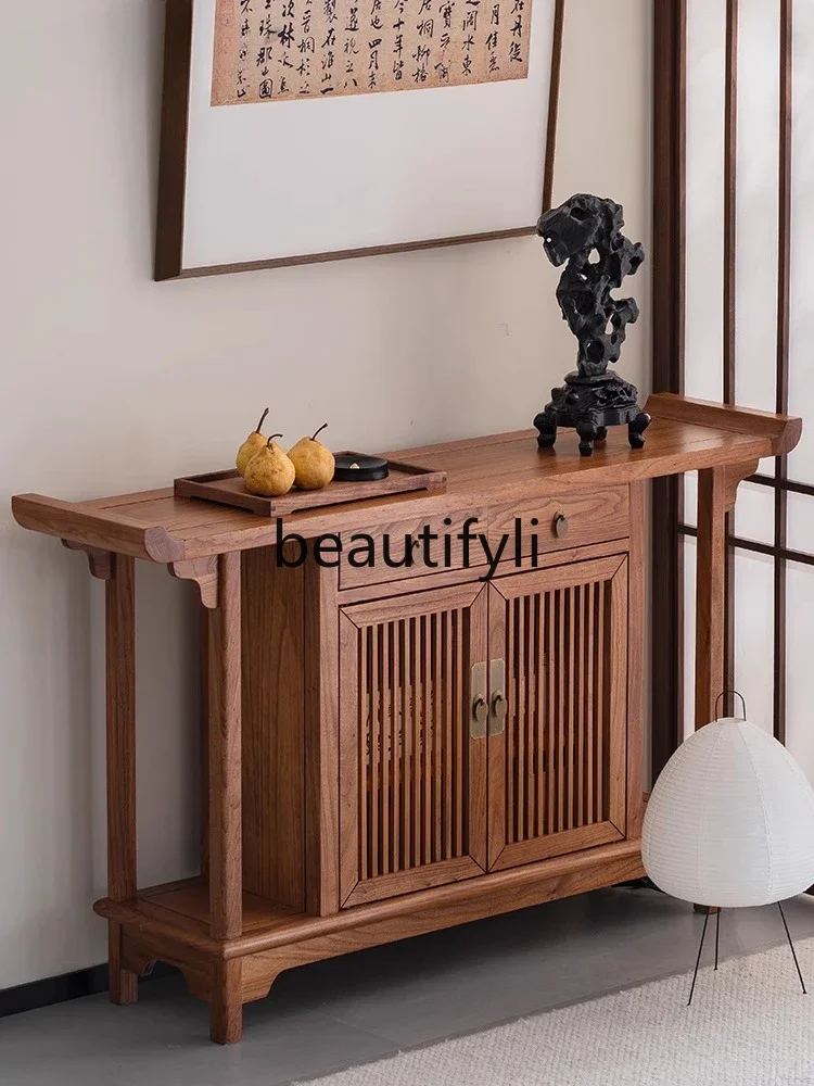 

A38 New Chinese-style entrance cabinet, solid wood hall, old elm entrance table, entrance table