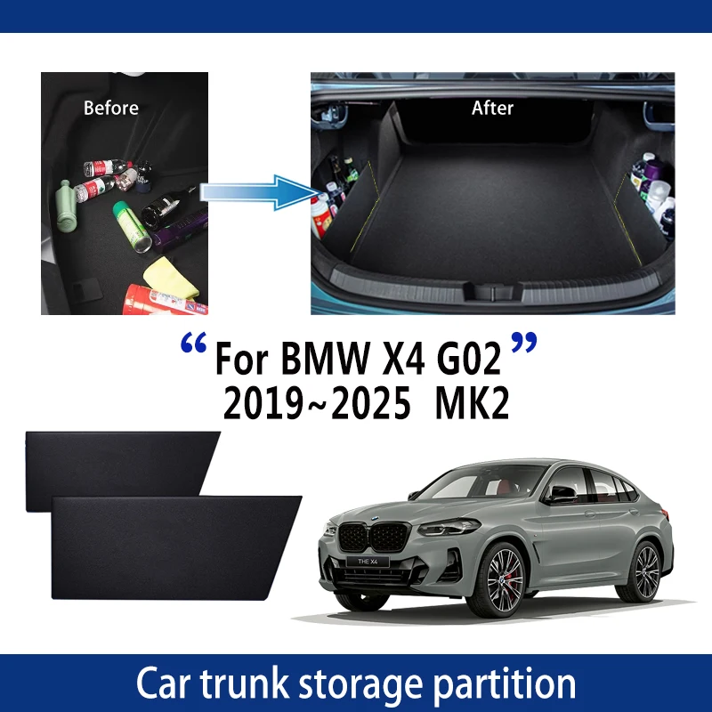 

For BMW X4 G02 2019~2025 2022 Car Upgrade Thickening Trunk Storage Partition Multifunction Storage Box Auto Interior Accessories