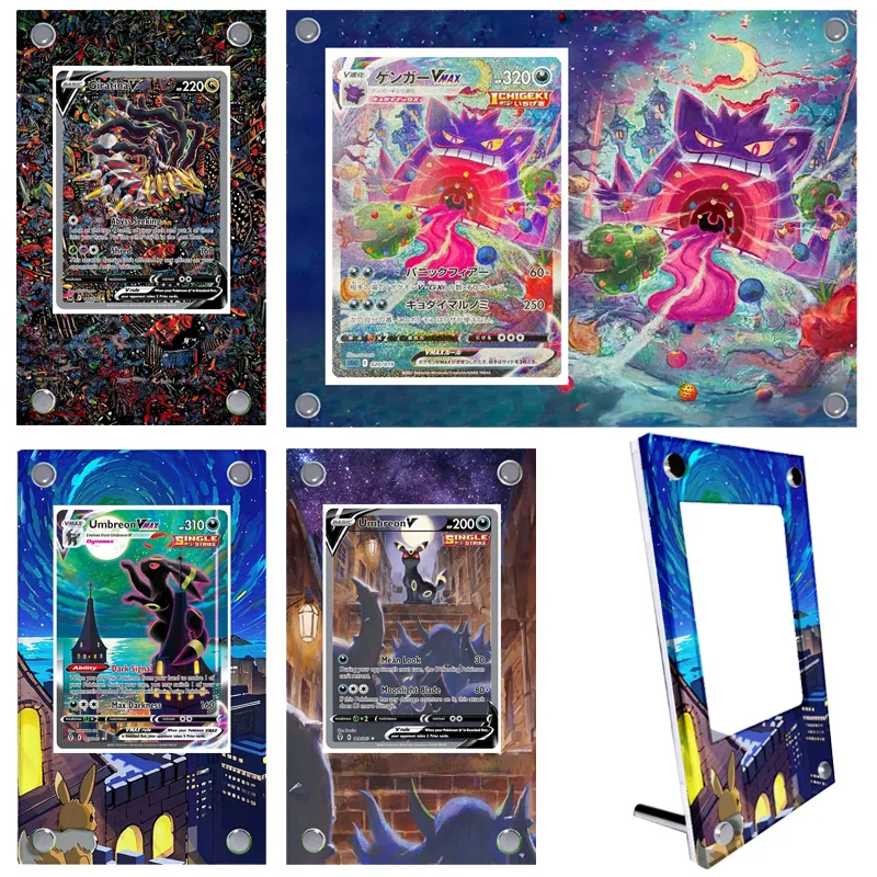 Dessin animé Pokemon Gengar Eevee peinture étendue brique coincée acrylique ornements de bureau Anime jeu Collection carte présentoir