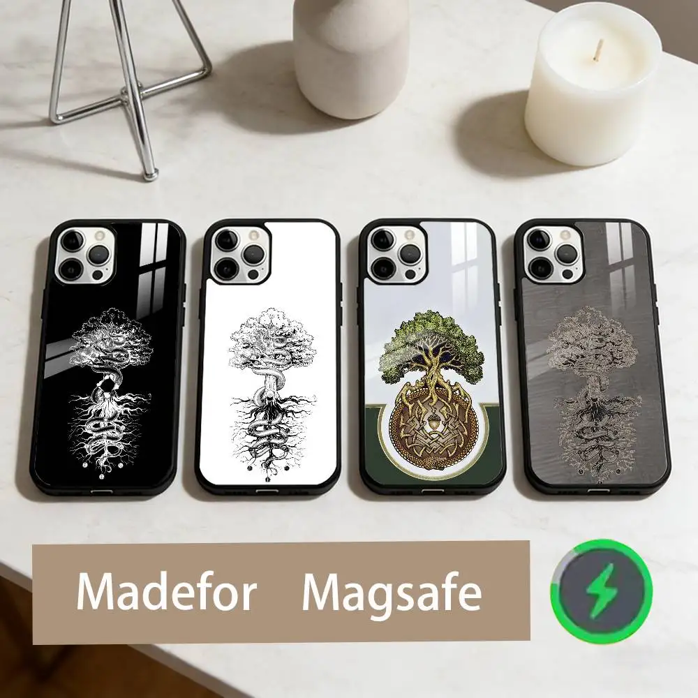 

Чехол для телефона T-Tree Of L-life Y-Yggdrasil для iPhone 17,16,15,14,13,12,11 Plus, Pro Max Magnetic для беспроводной зарядки Magsafe