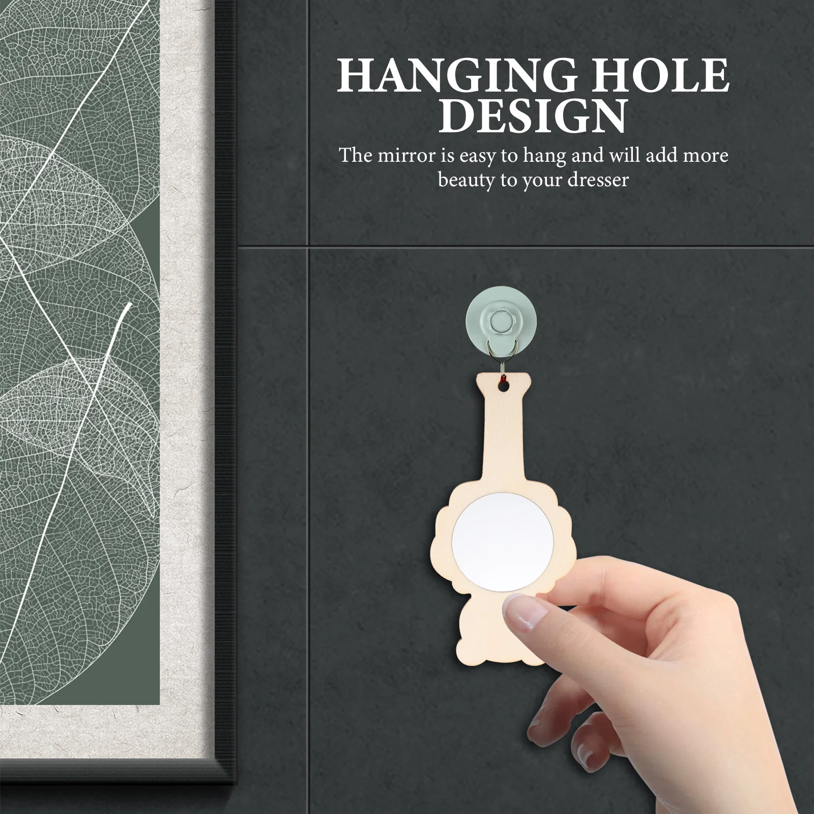 10 個 DIY 木製ハンドヘルドミラー愛らしい子供クリエイティブクラフトアクセサリーメイクアップテーブル装飾用木製ミラー