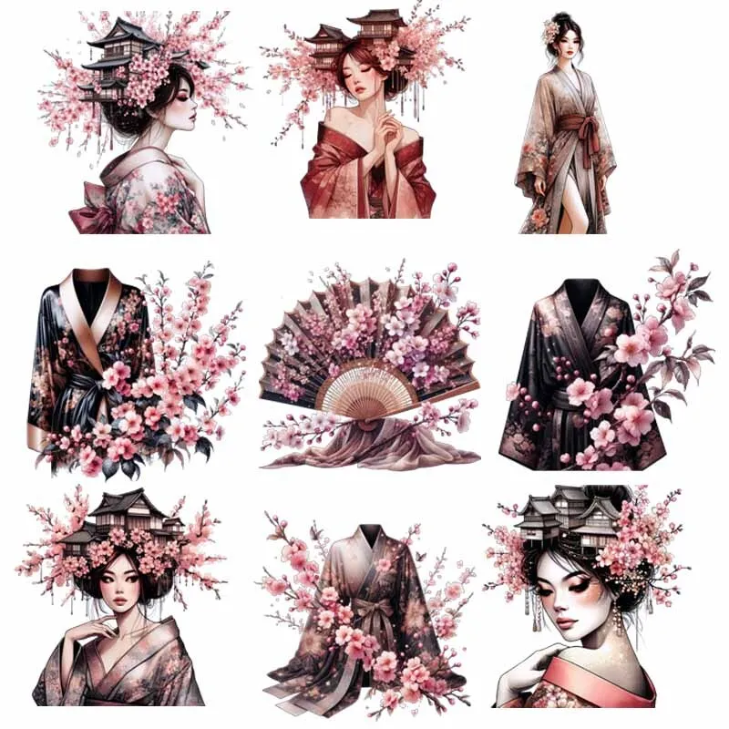 Cherry blossoms Anime palace Zero Two Patches for Clothes Heat Transfer Stickers DIY T shirt Iron on for Women Jackets Appliqued