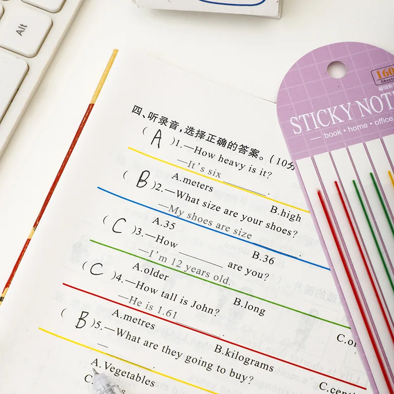 5Packs Transparent Sticky Notes Self-Adhesive Reading Book Annotation Notepad Bookmarks Memo Pad Index Tabs Cute