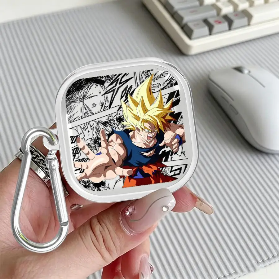 Case For Samsung Galaxy Buds Live 2Pro 4Pro 4 Pro 3 FE 3Pro 2 Clear Earphone Cases Cover With Hook Dragon Ball Anime Goku