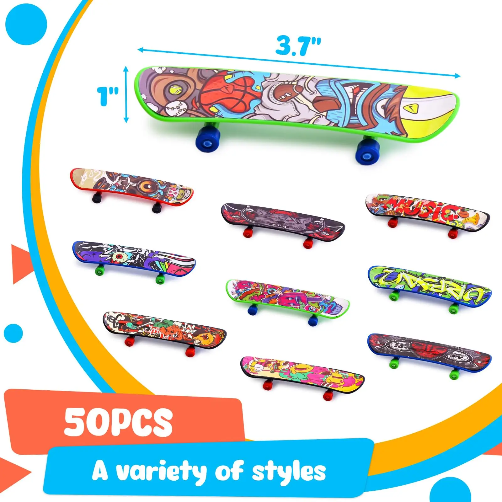 50 stuks mini vingerskateboards, vingerboards speelgoed mini skateboard voor kinderfeestjes, verjaardagscadeautjes, klaslokaal