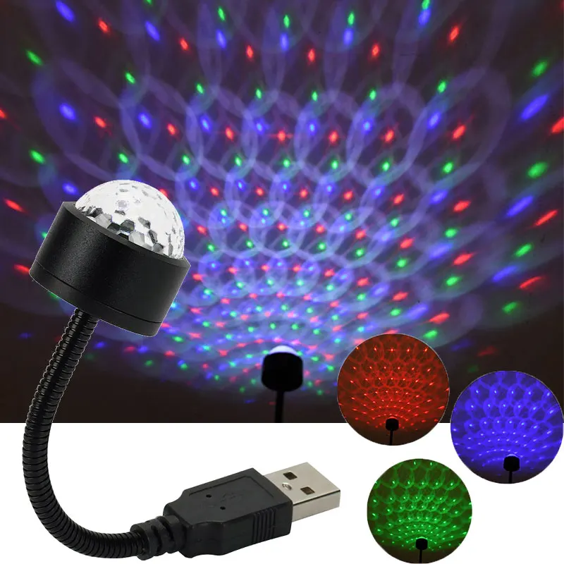 1PC Car Roof Star Light Interior LED Atmosphere Ambient Projector USB Decoration Night Light Multicolor music control interface