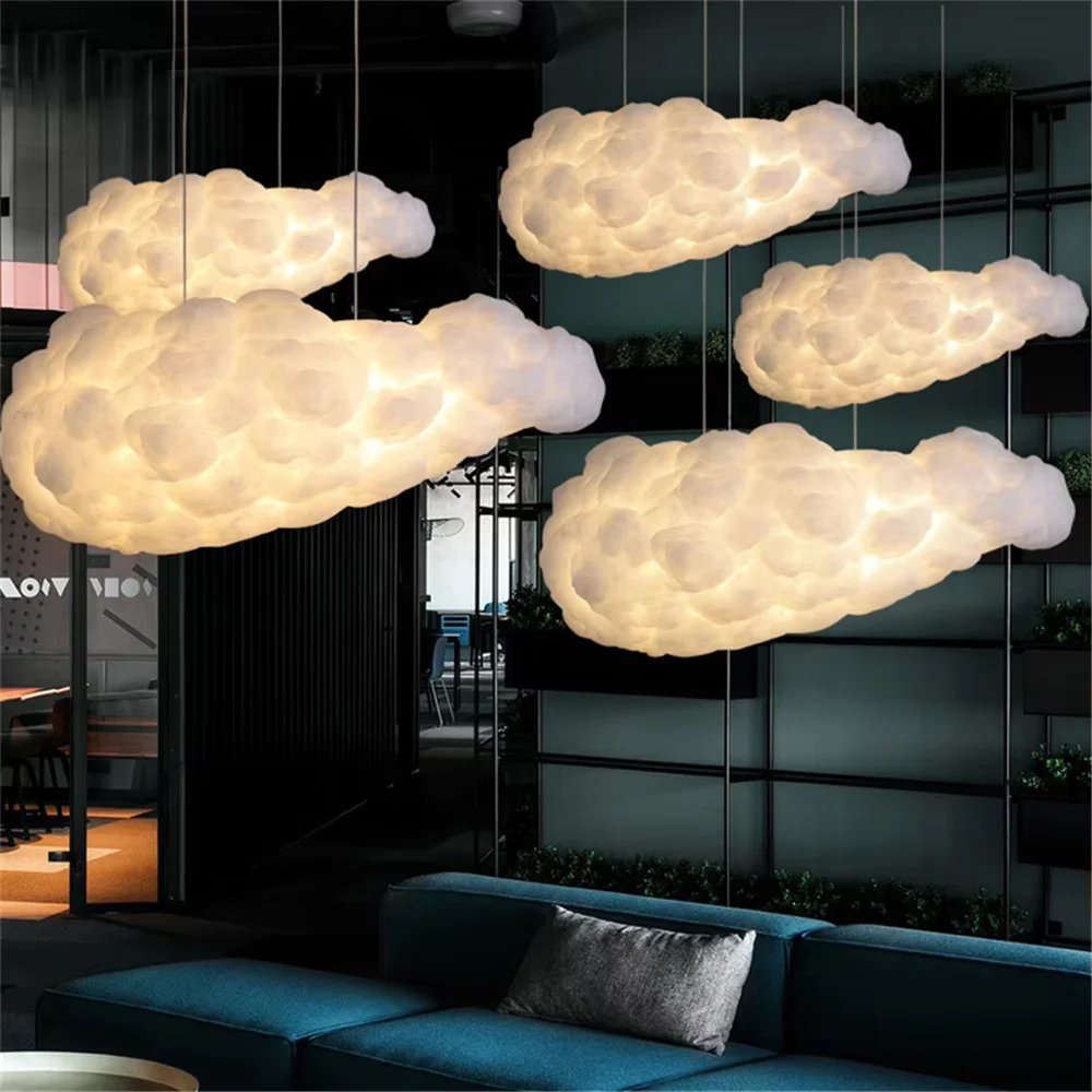 Children Rgb E27 Fireproof Materials Clouds Led Pendant Lights Kids Bedroom Nursery Store Hotel Restaurant Hanging Lamp Fixtures