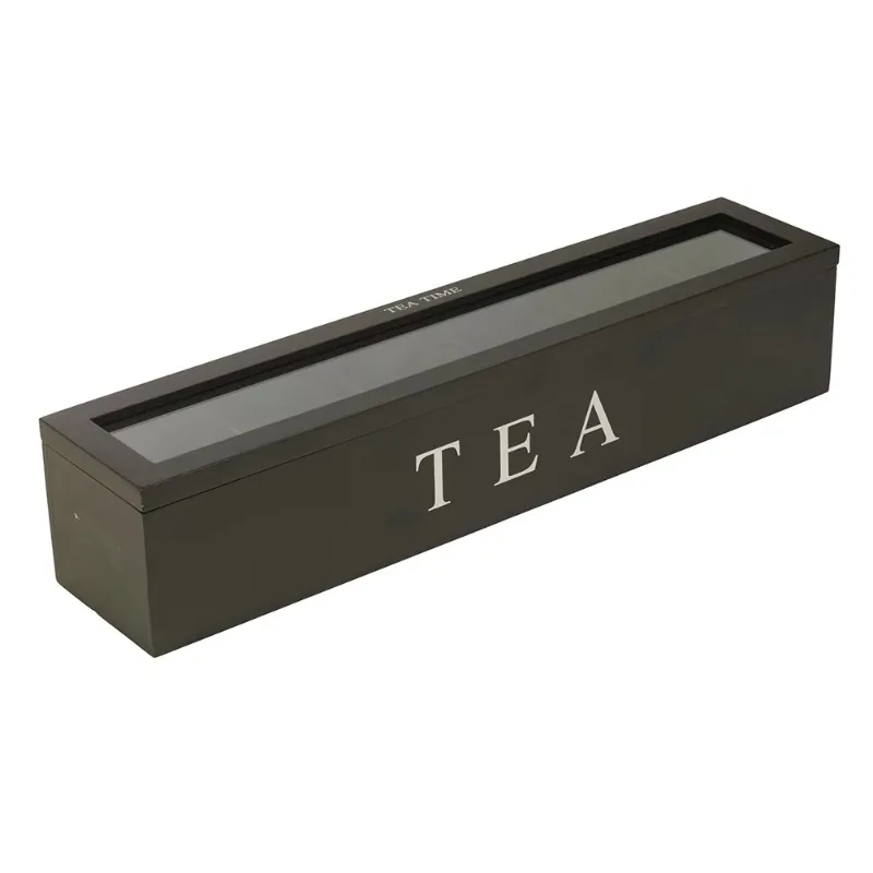 Natural Wood Tea Storage Box,  Organizer for Tea Bags, Dried Flowers, Sugar - Perfect Home Decor Gift for Tea Love